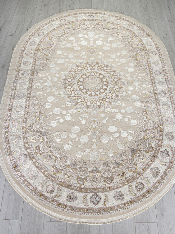 Ковер A050B - L.BEIGE / CREAM - Овал - коллекция DELINA