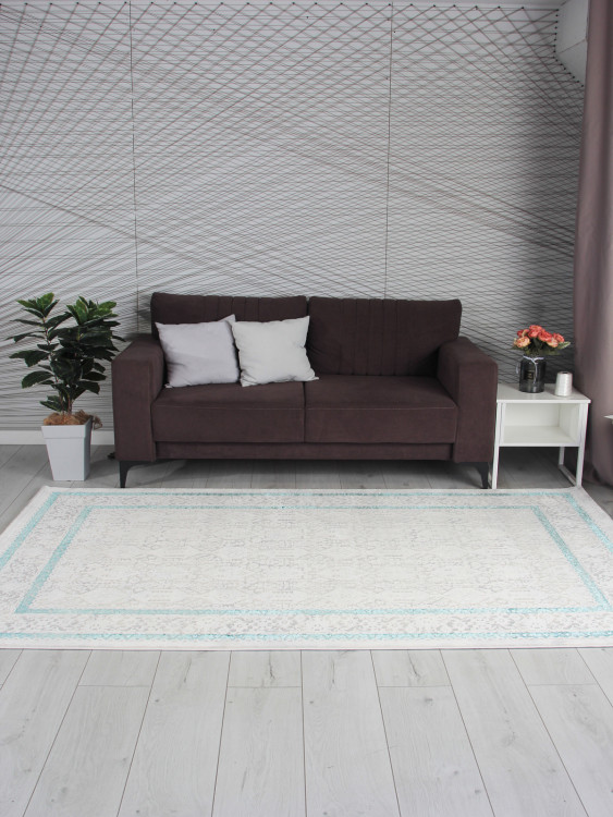 9255A - S.L.GREY / P.TURQUOISE Ковер 9255A - S.L.GREY / P.TURQUOISE - Прямоугольник - коллекция AMELI
